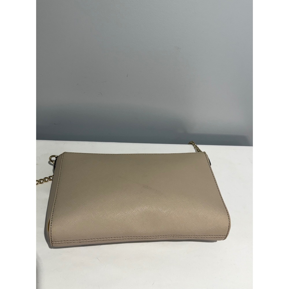 Kate Spade New York Beige Saffiano Leather Crossbody Bag Gold Chain Strap - Picture 8 of 11